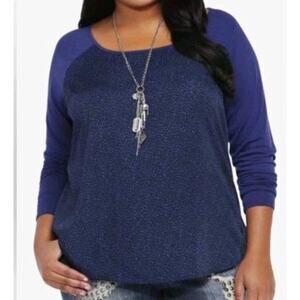 TORRID NAVY GREEN LEOPARD PRINT RAGLAN LONG SLEEVE TEE 3X